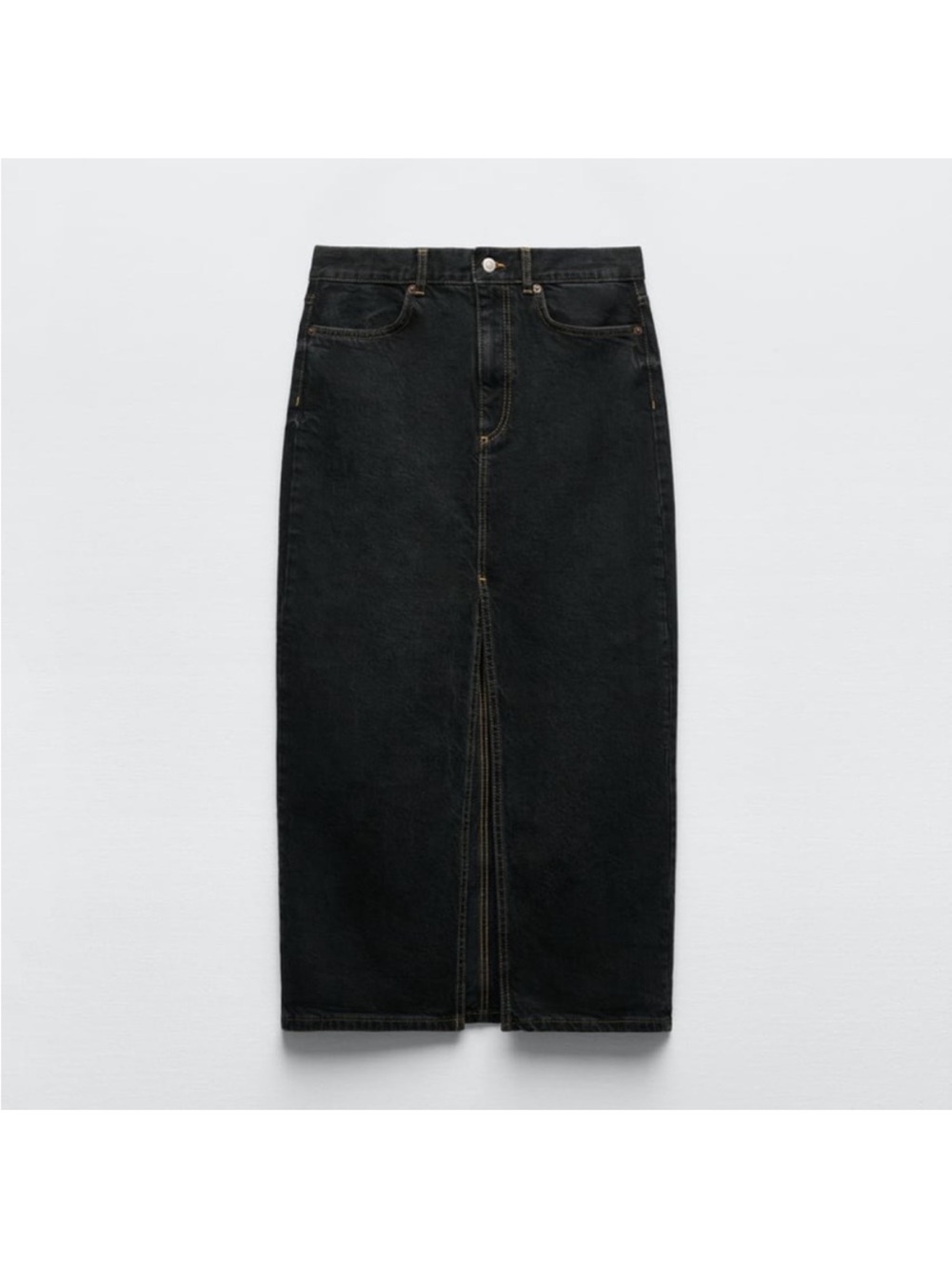 ZARA Long Black Denim Skirt